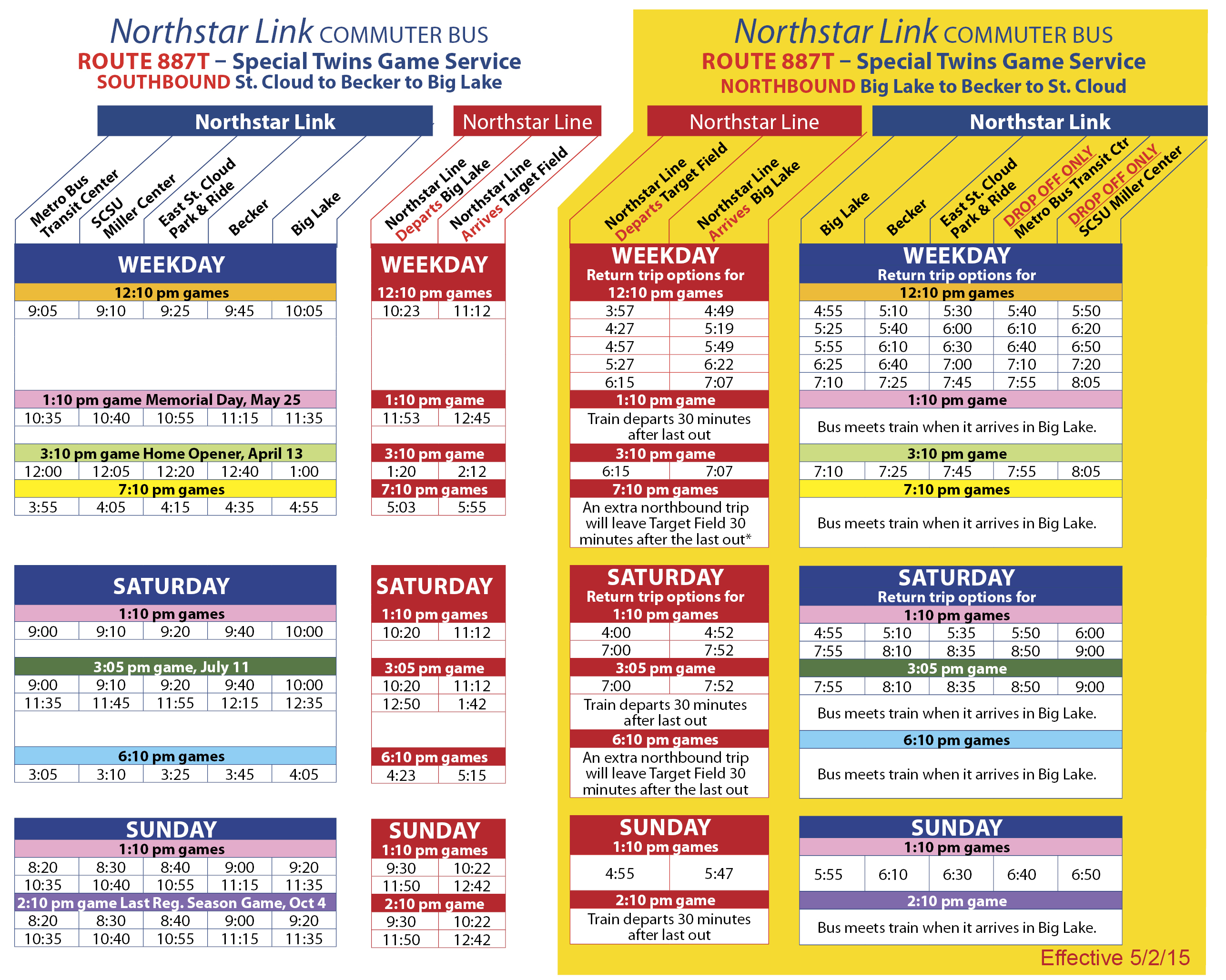 northstar link bus announces minor changes to 887 & 887t schedules